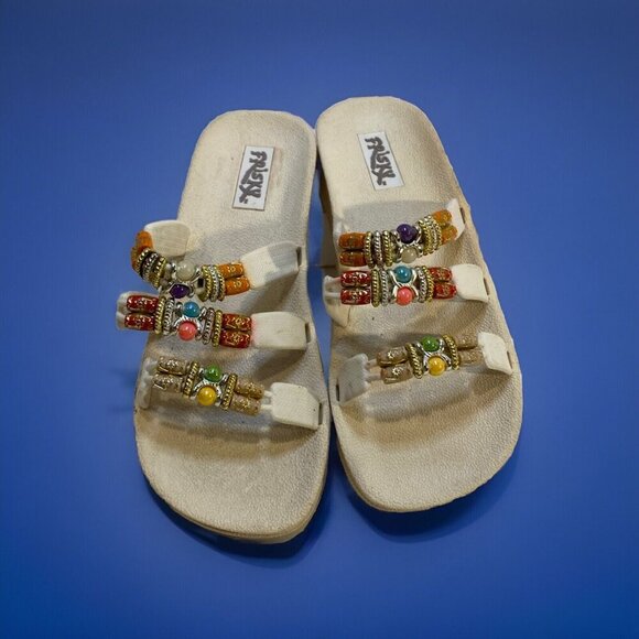 frisky Shoes - FRISKY BRAND TAN BEADED SANDOLS Size 8 ~ New